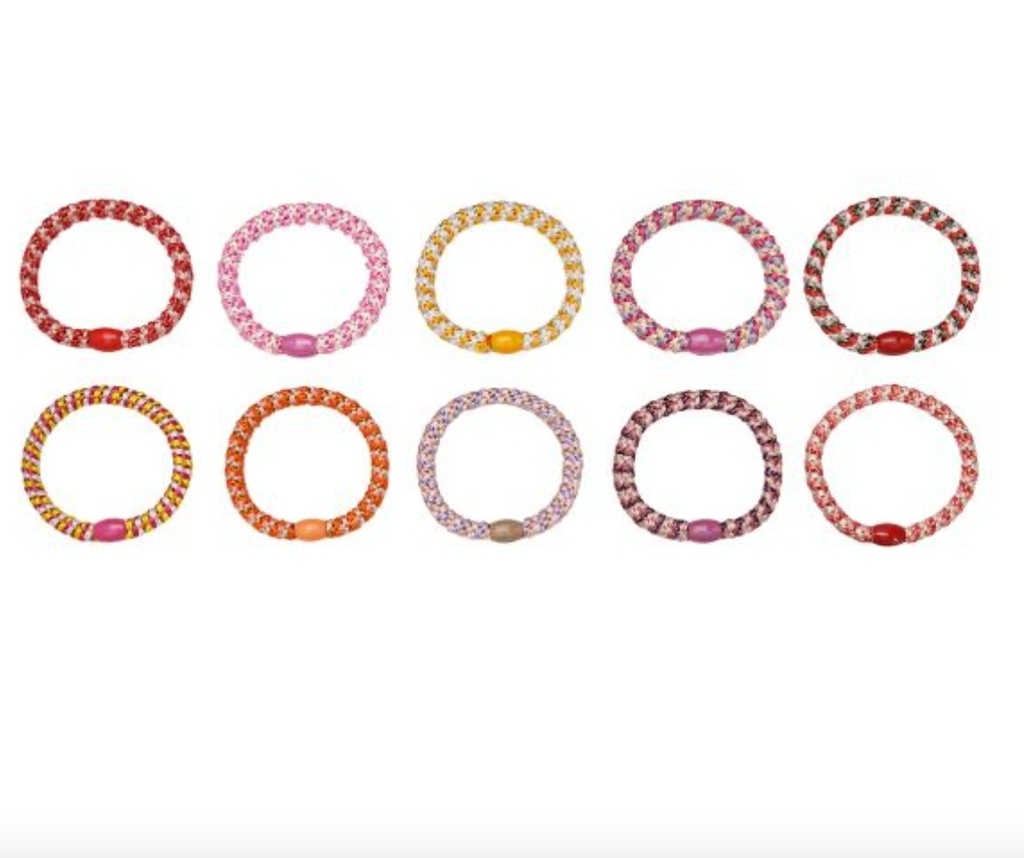 Haarelastiekjes bracelet wit/ geel/ roze/ groen