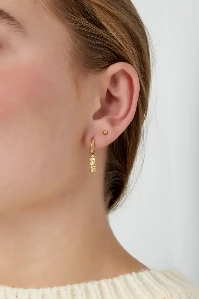 Lovely Tag oorbellen - goud per stuk