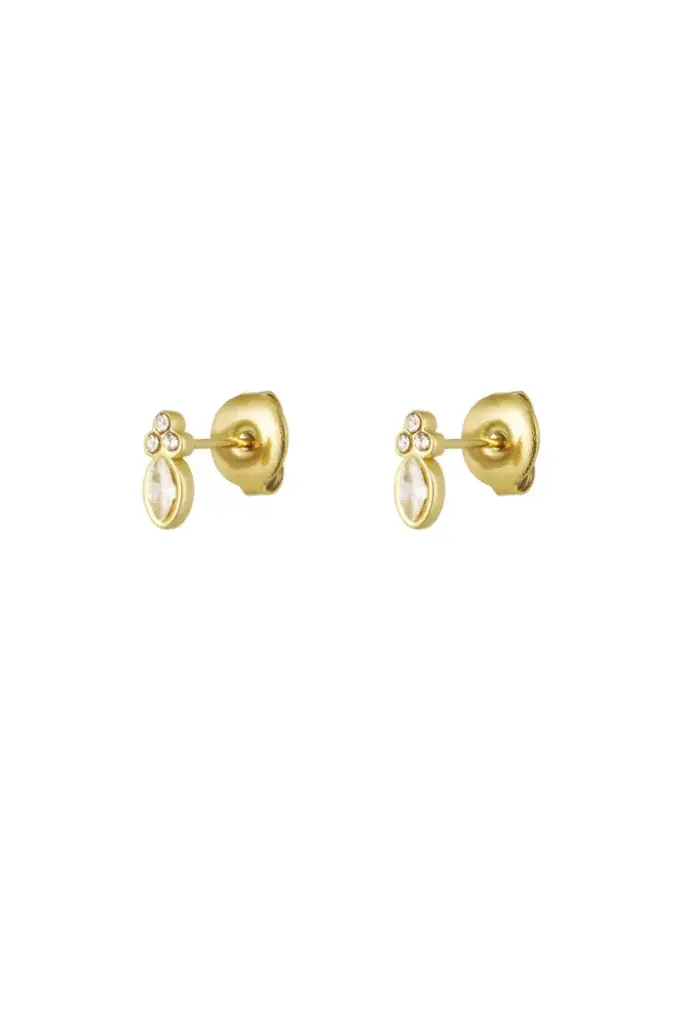 Oorstekers vintage look met steentjes - goud - Stainless Steel - per stuk