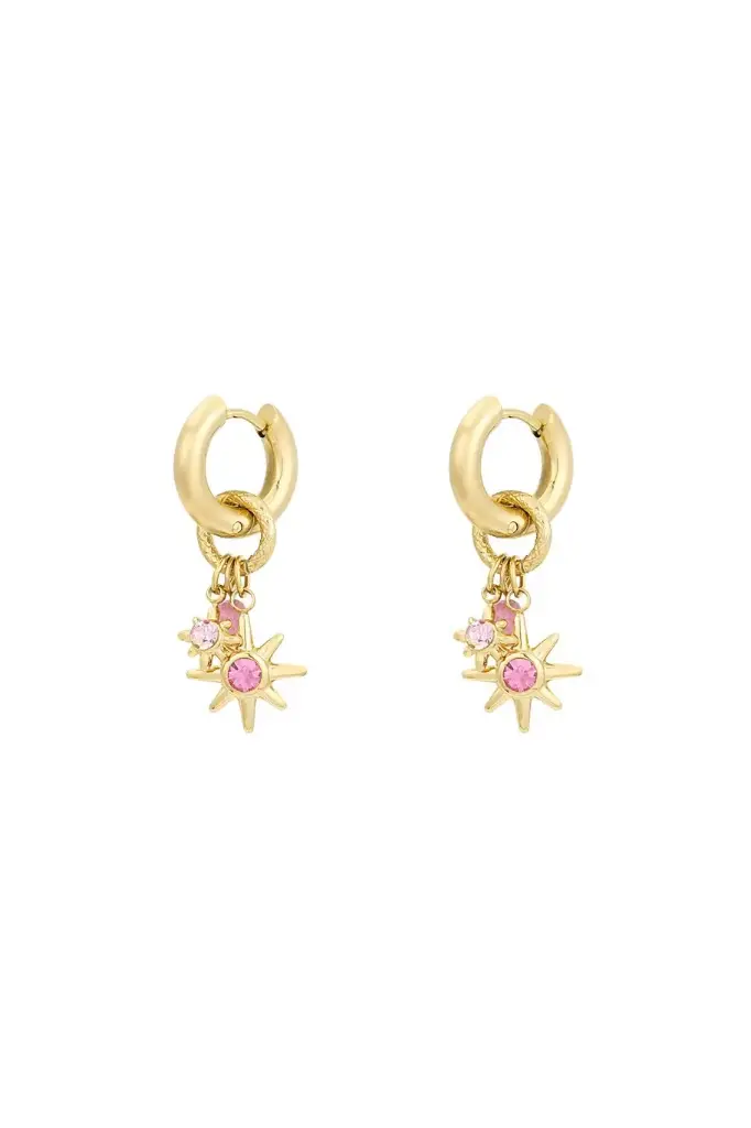 oorbellen pink starlight goud per paar