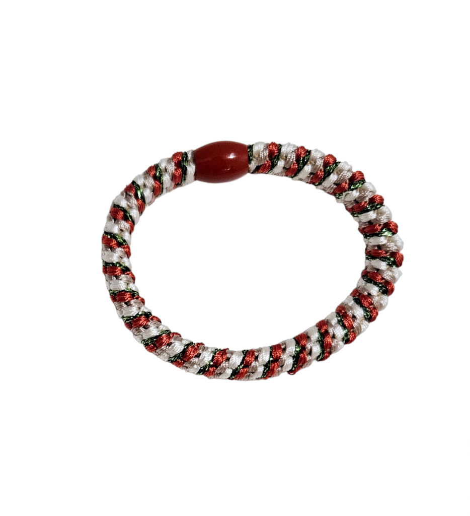 Haarelastiekjes bracelet Rood / wit / groen