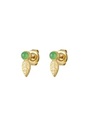Oorstekers blaadje & steen - Natuurstenen collectie Groen Stainless Steel