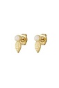 Oorsteker blaadje & steen - Natuurstenen collectie Wit goud Stainless Steel per stuk