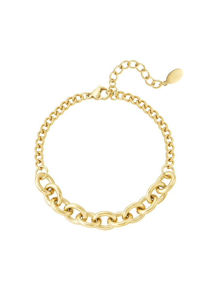 Armband kleine & grote schakels - goud