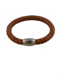 Heren Armband Leather Bracelet Light Brown 23cm