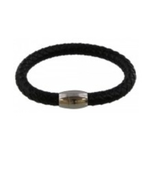 Heren Armband Leather Bracelet Black 21cm