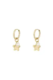 Pearl blossom oorbellen - Goud kleur Per Stuk