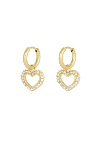 diamant hart oorbellen goud per stuk